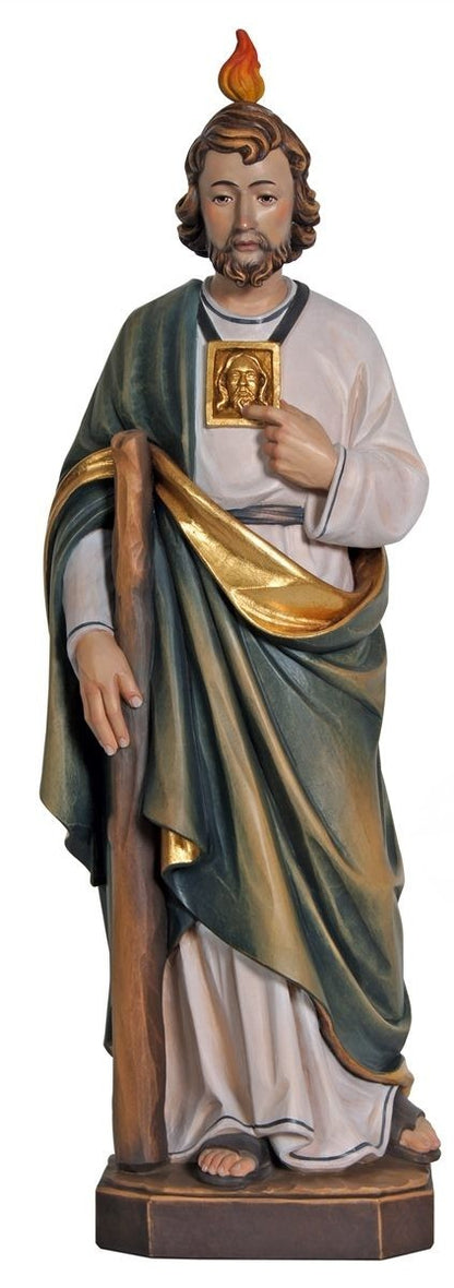 St. Jude Alpine Maple Wood PEMA Statue Hand Painted 7 Inch.