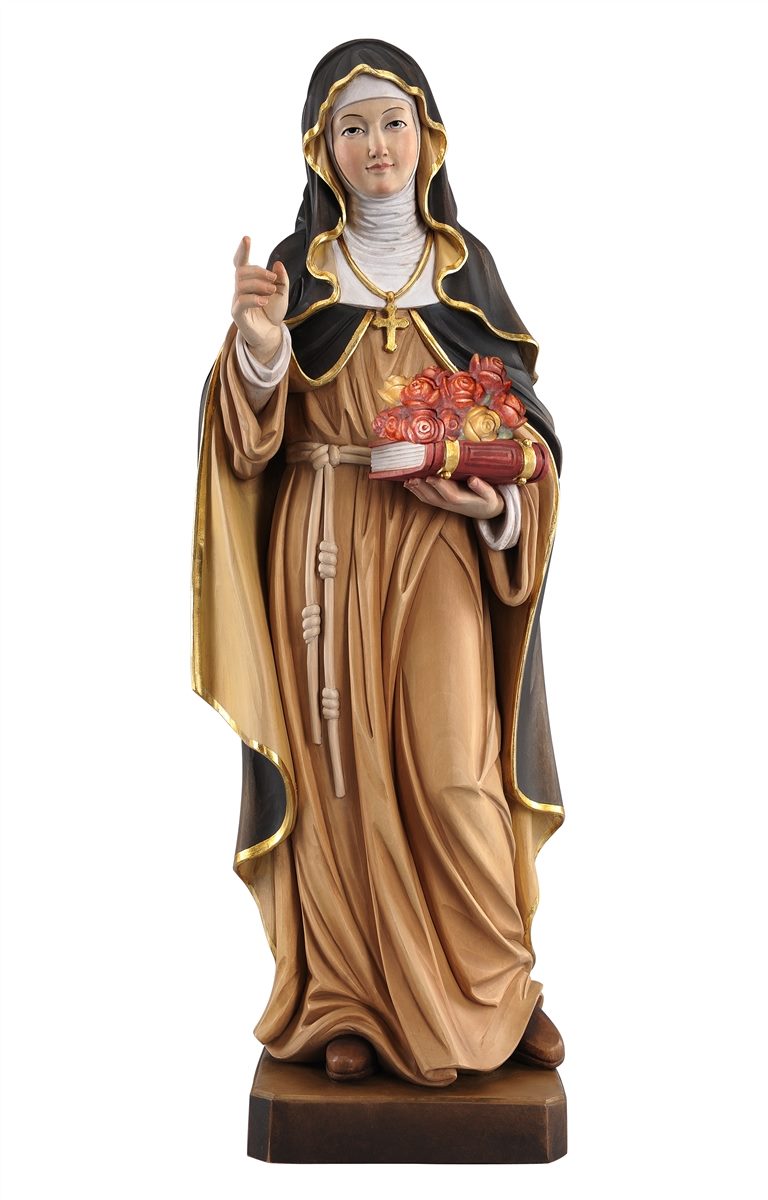 St. Rosa of Lima Alpine Maple Wood Statue PEMA Hand Painted 8 Inch.