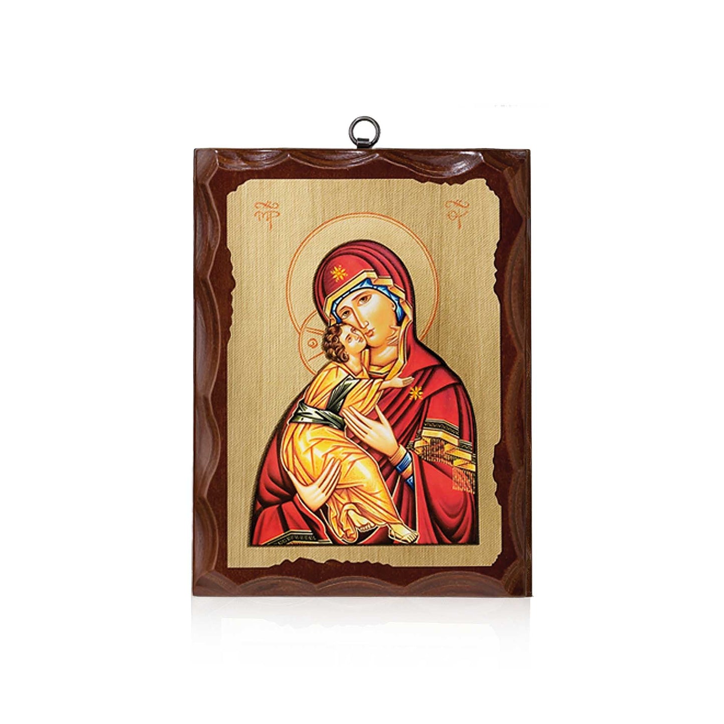 Icono bizantino de la Virgen de la Ternura 11,8 X 8,8 pulgadas