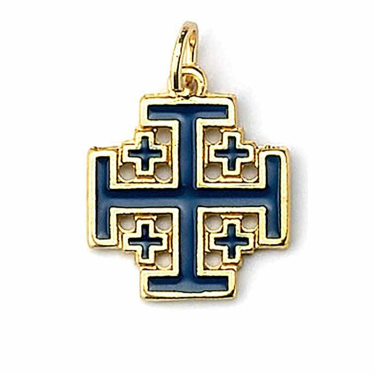 Cruz de Jerusalén de metal: cordón de algodón encerado de 3/4 pulgadas/23 pulgadas