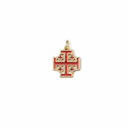 Cruz de Jerusalén de metal: cordón de algodón encerado de 3/4 pulgadas/23 pulgadas