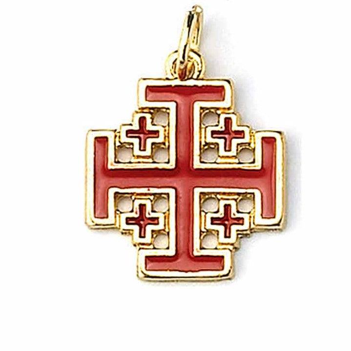 Cruz de Jerusalén de metal: cordón de algodón encerado de 3/4 pulgadas/23 pulgadas