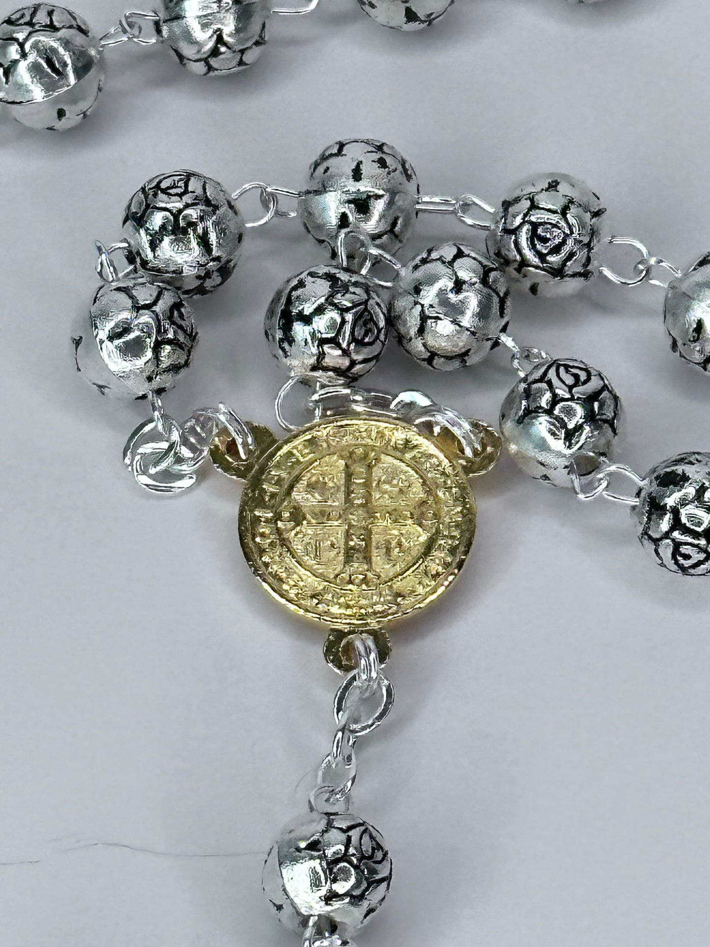 Saint Benedict Rosary Rose Beads with the Pardon Crucifix