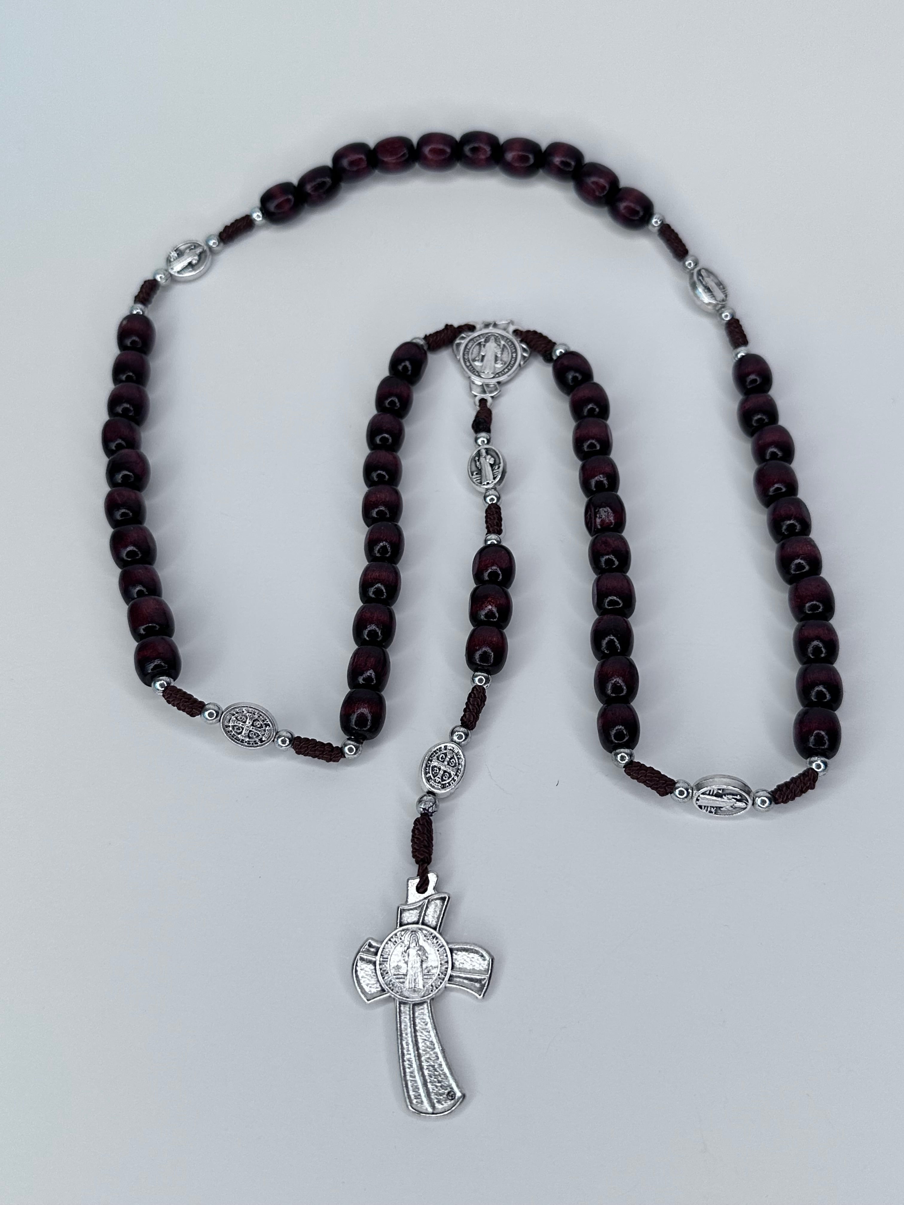 Saint Benedict Rosary Mahogany finish – San Benedetto Collections LLC.