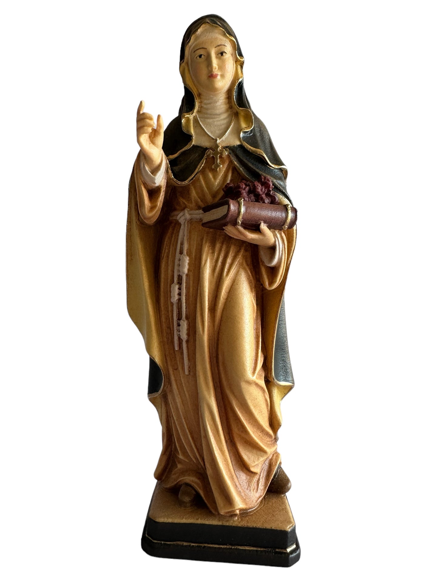 St. Rosa of Lima Alpine Maple Wood Statue PEMA Hand Painted 8 Inch.