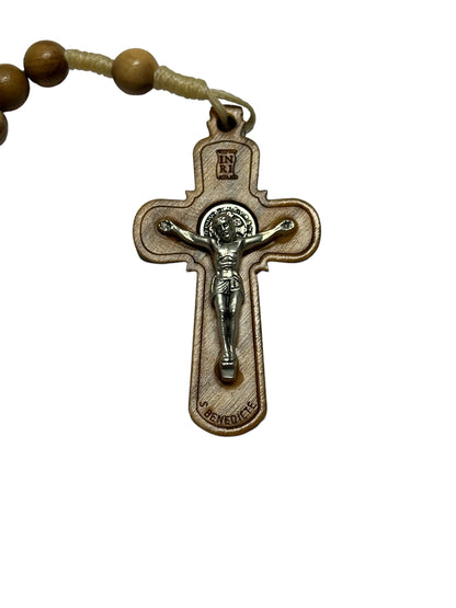 ROSARY NECKLACE IN OLIVE WOOD ST BENEDICT