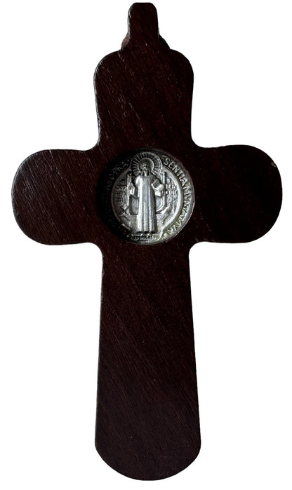 St. Benedict Crucifix walnut with metal body 3 inches