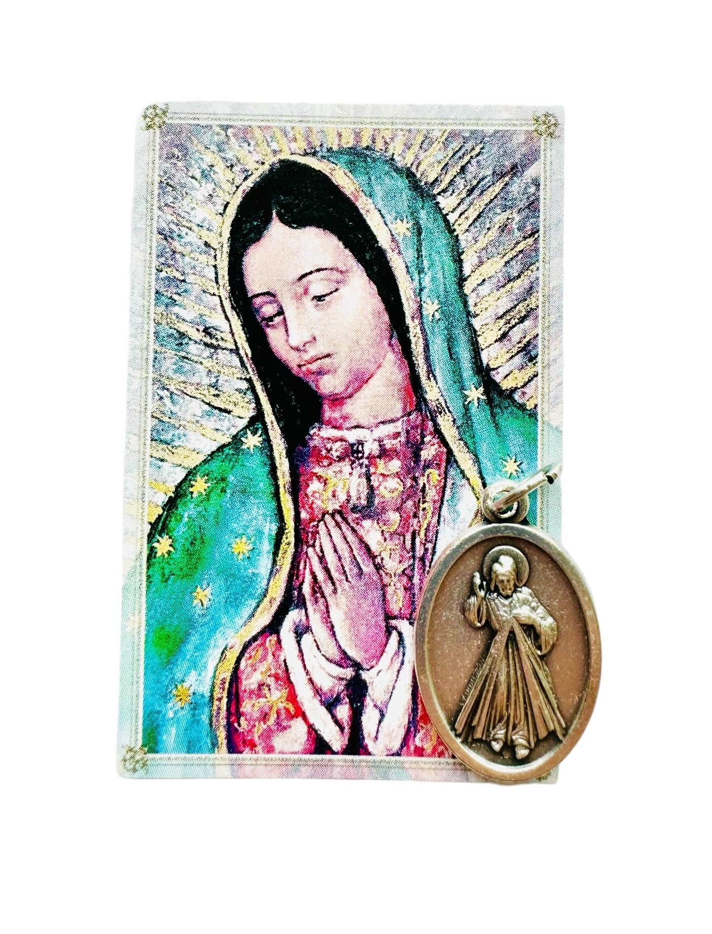 Holy Card with a Small Medal of the Virgin of Guadalupe