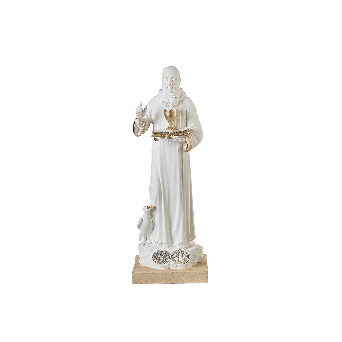 Statue of Saint Benedict white – San Benedetto Collections LLC.
