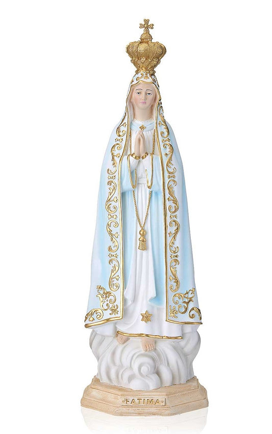 Our Lady of Fatima with Crown Statue Resin - 11.8 Inches